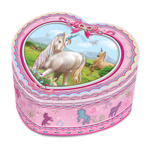 Heart Shaped Musical Jewelry Box Unicorn